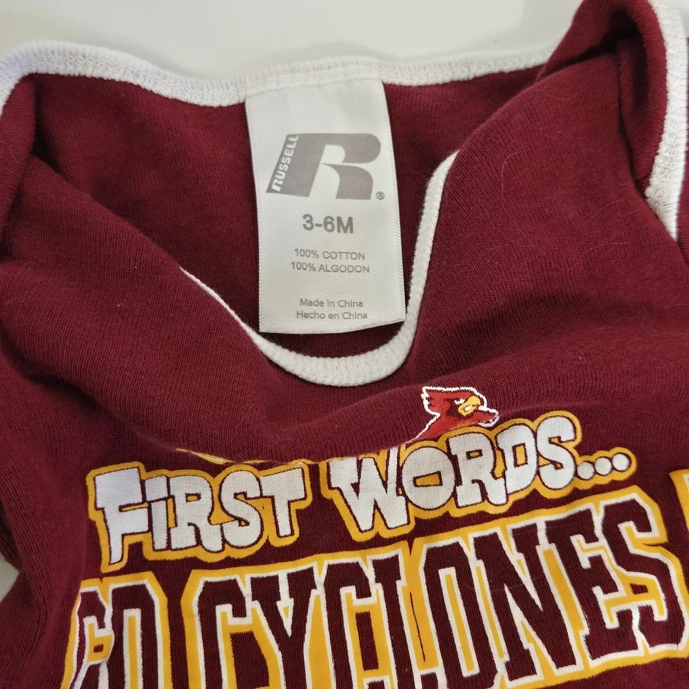 Russell‎ Iowa State Cyclones Baby Bodysuit 3-6M Red My First Words NCAA Onesie